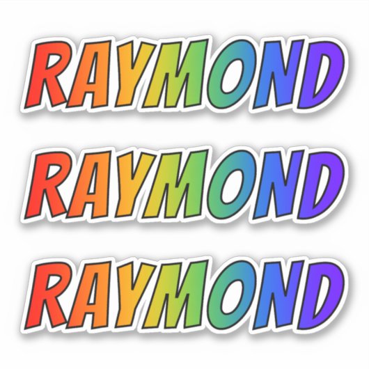Sticker Prénom "RAYMOND" avec colorant arc-en-ciel amusant (Devant)