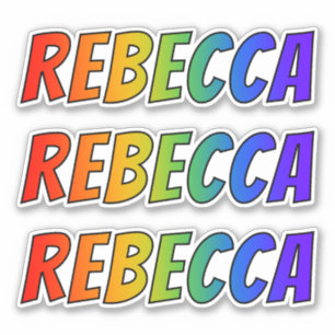 Sticker Prénom "REBECCA" avec la coloration d'arc-en-ciel