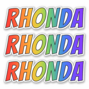 Sticker Prénom "RHONDA" avec colorant arc-en-ciel amusant