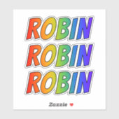 Sticker Prénom "ROBIN" avec colorant arc-en-ciel amusant (Feuille)