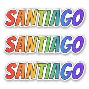 Sticker Prénom "SANTIAGO" avec colorant arc-en-ciel amusan