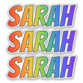 Sticker Prénom "SARAH" avec colorant arc-en-ciel amusant (Devant)
