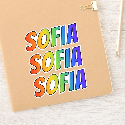Sticker Prénom "SOFIA" avec colorant arc-en-ciel amusant (Carnet)