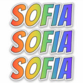 Sticker Prénom "SOFIA" avec colorant arc-en-ciel amusant (Devant)