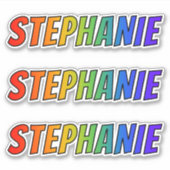 Sticker Prénom "STEPHANIE" avec colorant arc-en-ciel amusa (Devant)