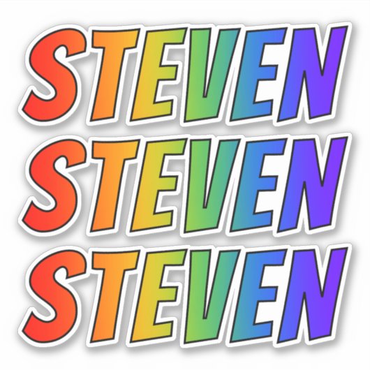 Sticker Prénom "STEVEN" avec colorant arc-en-ciel amusant (Devant)