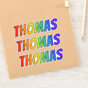 Sticker Prénom "THOMAS" avec la coloration d'arc-en-ciel