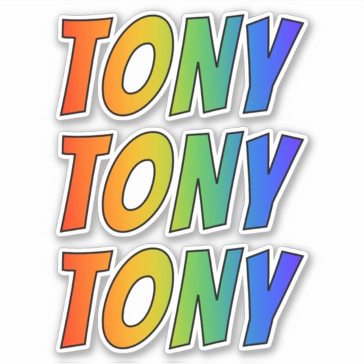 Sticker Prénom "TONY" avec colorant arc-en-ciel amusant (Devant)