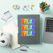 Sticker Prénom "TYLER" avec colorant arc-en-ciel amusant (Couverture iPad)