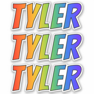 Sticker Prénom "TYLER" avec la coloration d'arc-en-ciel