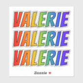 Sticker Prénom "VALERIE" avec colorant arc-en-ciel amusant (Feuille)
