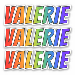 Sticker Prénom "VALERIE" avec colorant arc-en-ciel amusant