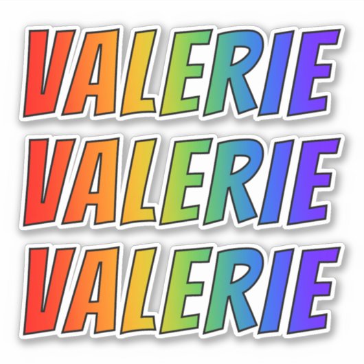 Sticker Prénom "VALERIE" avec colorant arc-en-ciel amusant (Devant)