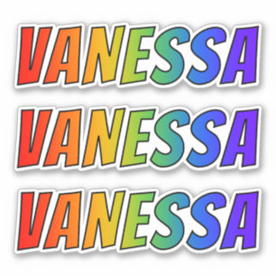 Sticker Prénom "VANESSA" avec la coloration d'arc-en-ciel