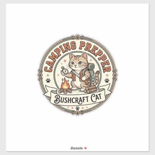 Sticker Préparation de camping Bushcraft Chat Préparation (Feuille)