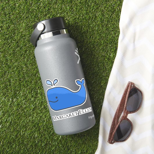 Sticker Preppy Nautical Blue Whale personnalisée (HydroFlask Insitu)