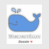 Sticker Preppy Nautical Blue Whale personnalisée (Feuille)