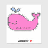 Sticker Preppy Nautical Pink and Blue Whale Personnalisé (Feuille)