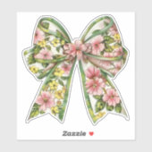 Sticker Preppy Pink and Green Floral Bow (Feuille)