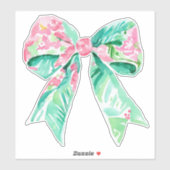 Sticker Preppy rose et Aqua Floral Bow (Feuille)