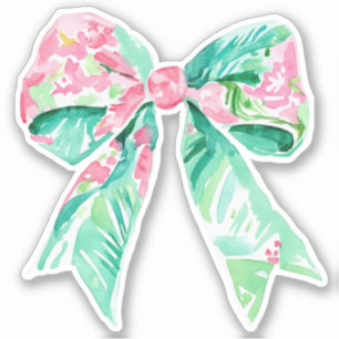 Sticker Preppy rose et Aqua Floral Bow