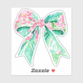 Sticker Preppy rose et Aqua Floral Bow (Feuille)