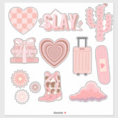 Sticker preppy rose pâle (Feuille)