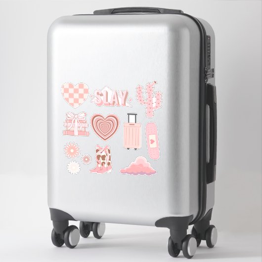 Sticker preppy rose pâle (Sur valise)