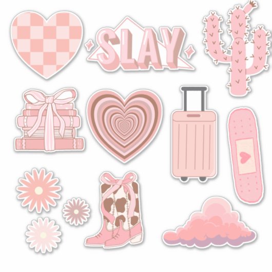 Sticker preppy rose pâle (Devant)