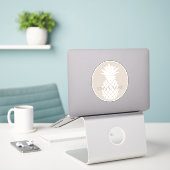 Sticker Preppy White Pineapple on Beige Personalized (Ordinateur portable sur le bureau)