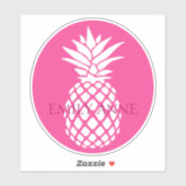 Sticker Preppy White Pineapple on Pink Personalized (Feuille)