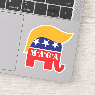 Sticker Président Trump 2024 GOP Éléphant Cheveux MAGA