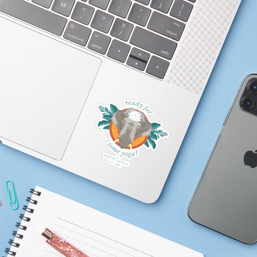 Sticker Prêt pour le Yoga ? - Le Lotus Blanc (Ordinateur portable avec iPhone)