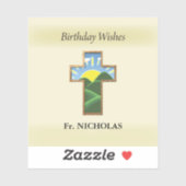 Sticker Prêtre croisé anniversaire Personnalisé (Feuille)