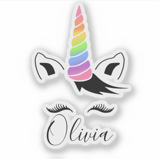 Sticker Pretty Pastel Unicorn Nom (Devant)