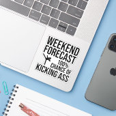 Sticker Prévisions de week-end - 100% de chances de déchir (Ordinateur portable avec iPhone)