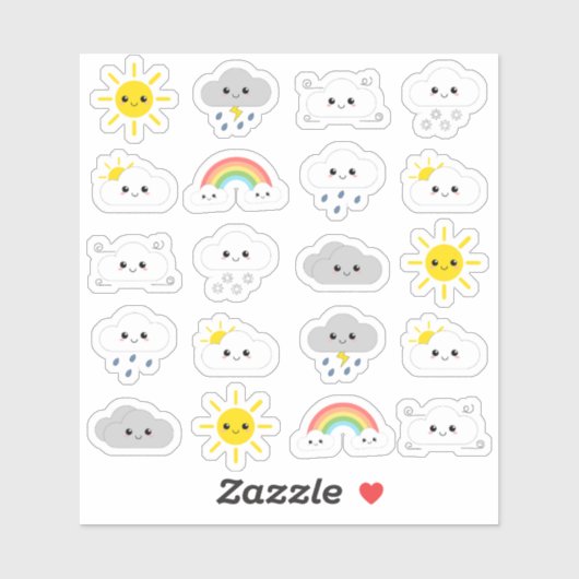Sticker Prévisions météo Kawaii Bujo Planner (Feuille)