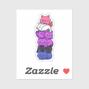 Sticker Pride Cat LGBT Gender Fluide Flag Cute