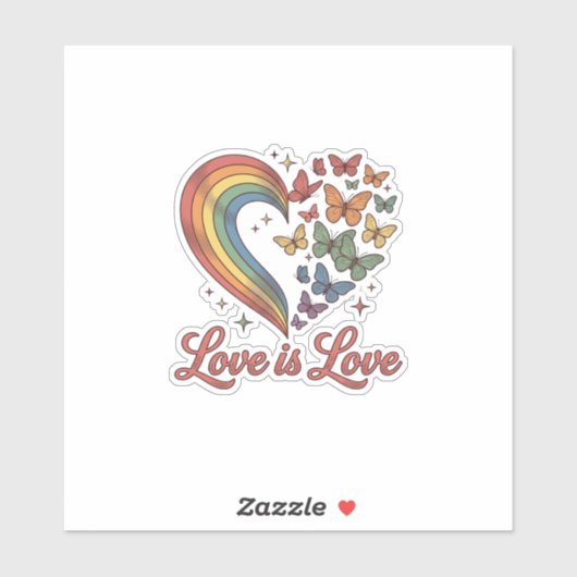 Sticker Pride Papillon Cœur Amour Est Amour Conception de (Feuille)