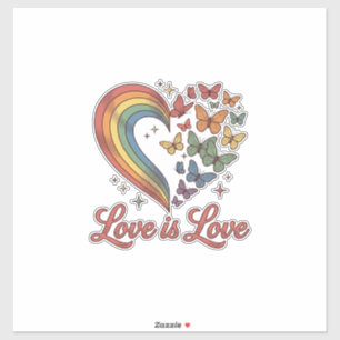 Sticker Pride Papillon Cœur L'Amour Est L'Amour Conception