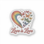 Sticker Pride Papillon Cœur L'Amour Est L'Amour Conception (Devant)