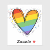 Sticker Pride Rainbow LGBTQ Mariage cardiaque (Feuille)