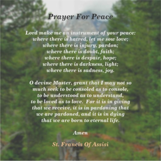 Sticker Prière pour la paix (Devant)