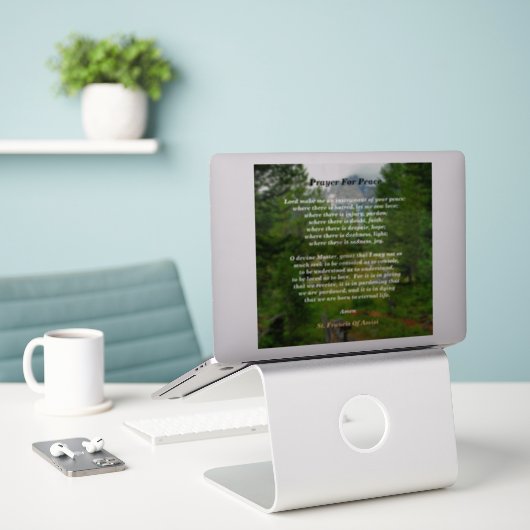 Sticker Prière pour la paix (Ordinateur portable sur le bureau)