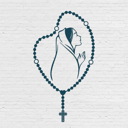 Sticker Priez le quotidien Rosaire Vierge Marie Catholique