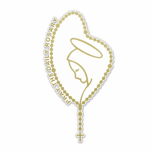 STICKER PRIEZ LE QUOTIDIEN ROSARY VIRGIN MARY CATHOLIC (Devant)