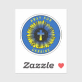 Sticker Priez pour Ukraine Tournesol et Croix (Feuille)