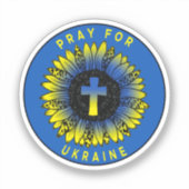 Sticker Priez pour Ukraine Tournesol et Croix (Recto)
