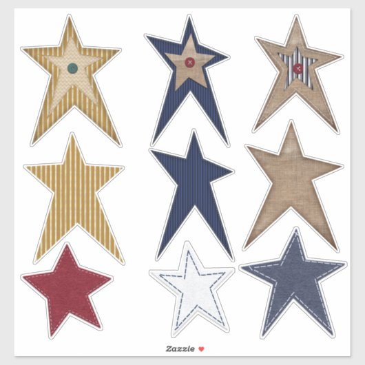 Sticker Prim Stars Semblent Écouter Burlap Look Amusant (Feuille)