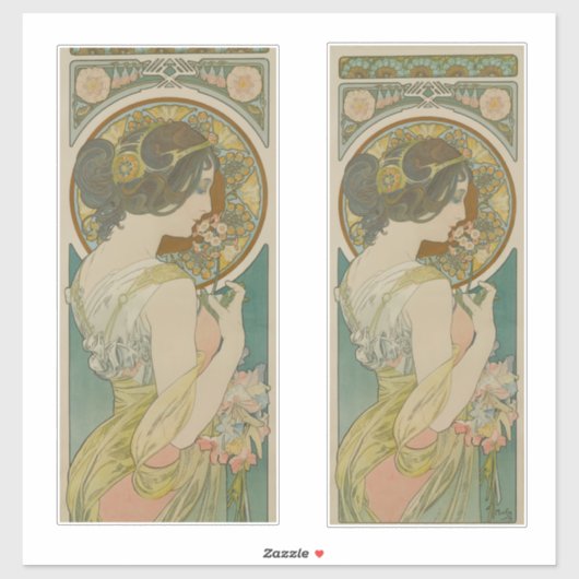 Sticker Primrose par Alphonse Mucha (1899) (Feuille)